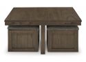 Set of Square Wooden Coffee Table with 4 Stools - Benolong